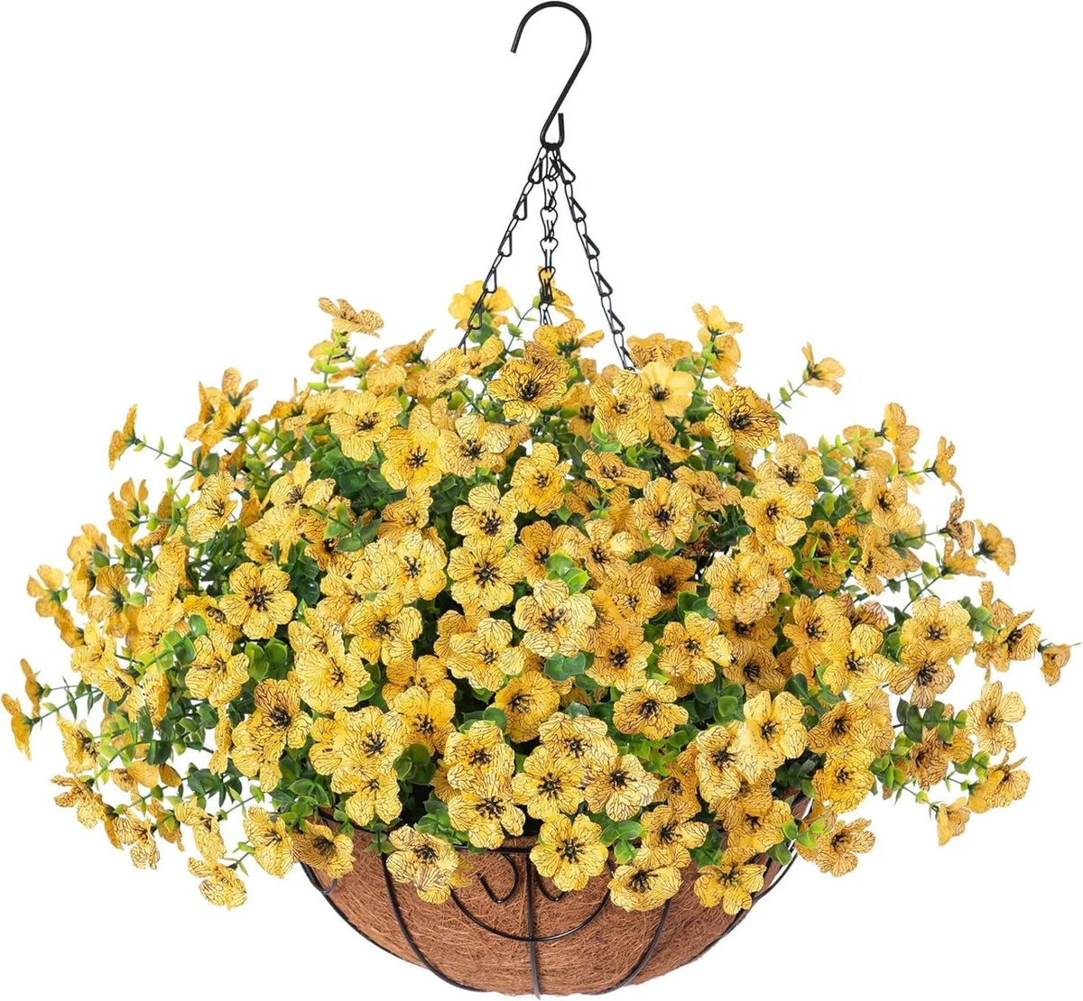 Simulated Hanging Flower Basket No Watering. No Wilting. Just Perfect Blooms