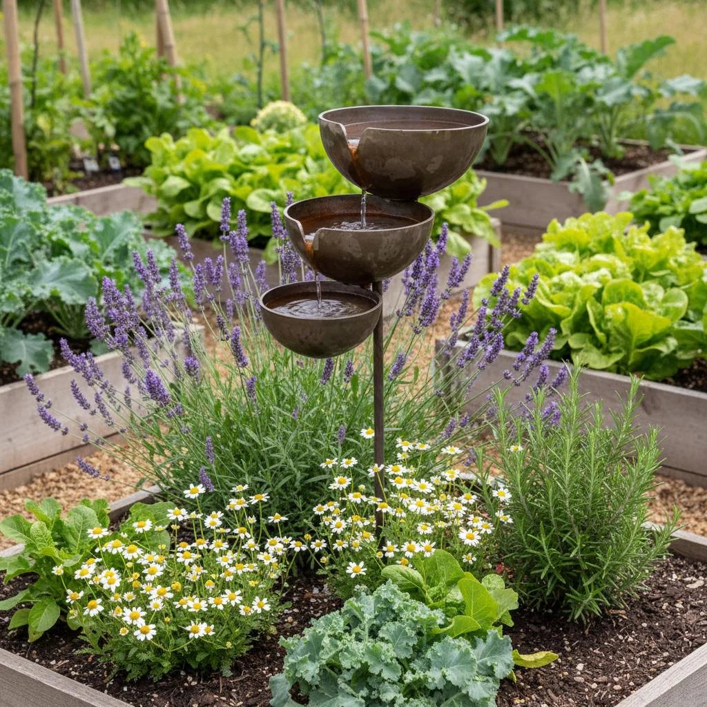 Cascading Rain Catcher Birdbath
