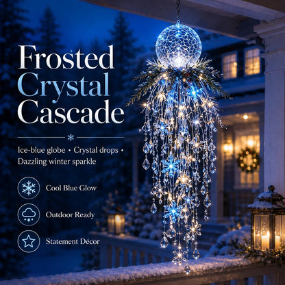 Crystal Cascade Christmas Light Hanging Snowflake & Crystal LED Porch D cor