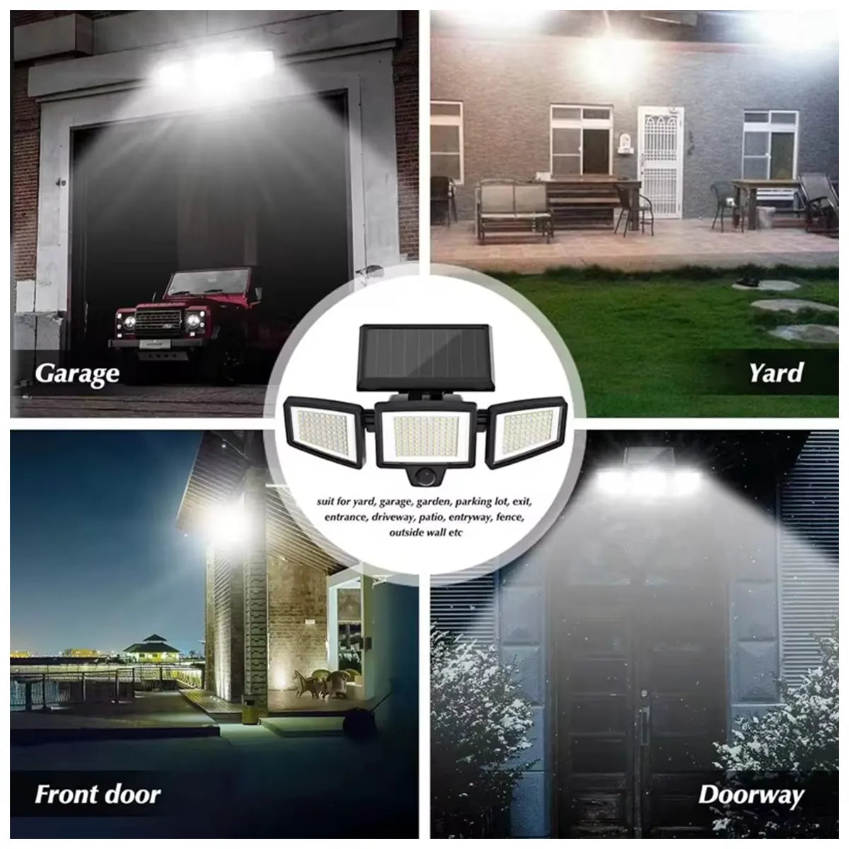 Outdoor Solar 3 Heads Led Wall Lamp Street Lights
