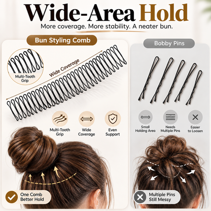 Flexible Hair Bun Styling Comb Tuck Flyaways, Shape & Secure a Fuller Bun in Seconds