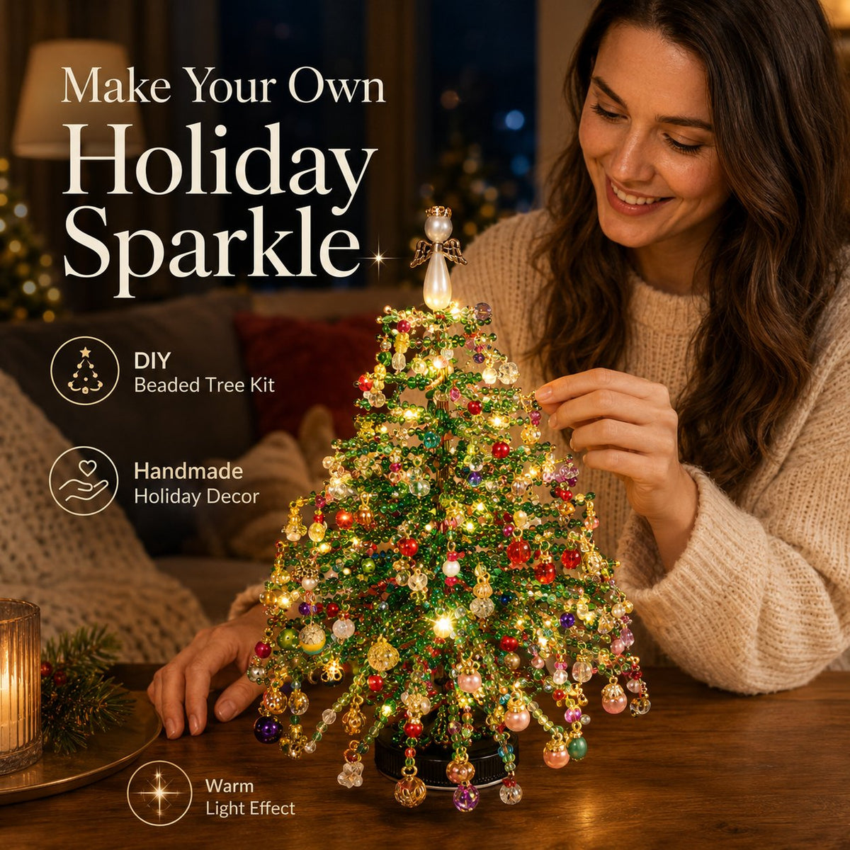 DIY Beaded Christmas Tree Kit Create Your Own Sparkling Holiday Decoration