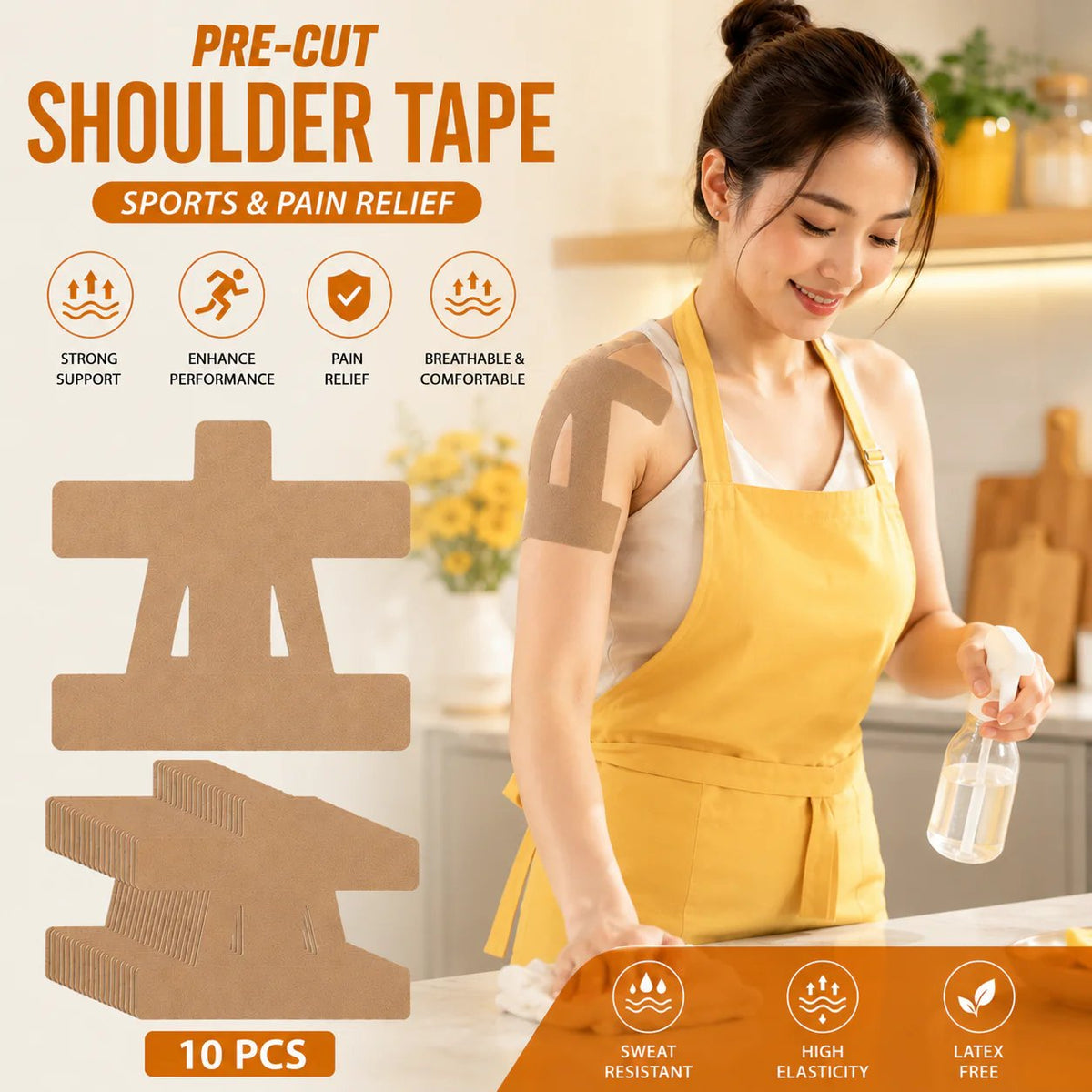FDA-Registered Fast-Acting Shoulder & Knee Pain Relief Tape Breathable & Sweatproof Latex-Free