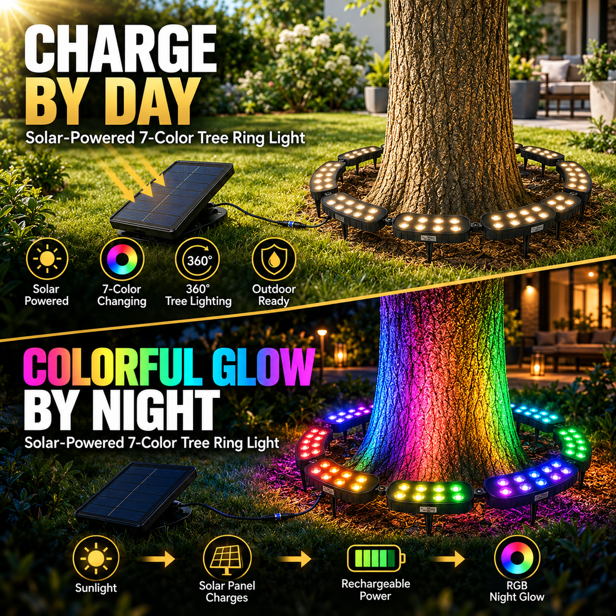 One Tree. Endless Colors. Solar RGB Landscape Ring Light!