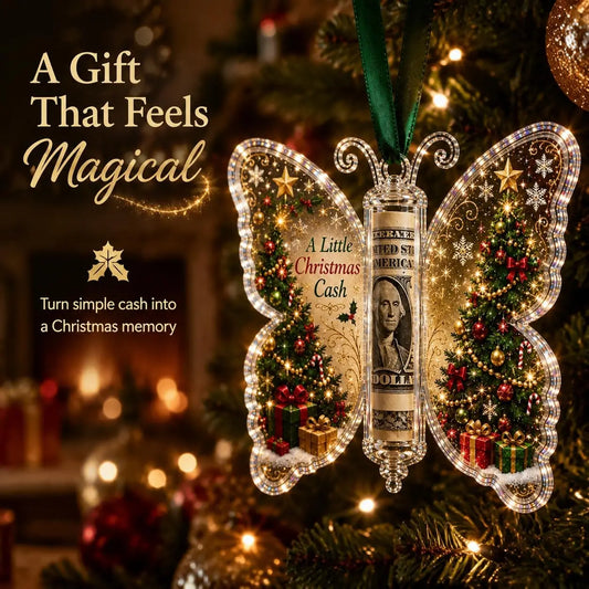 Christmas Cash Gift Butterfly Ornament Holiday Money Holder Keepsake