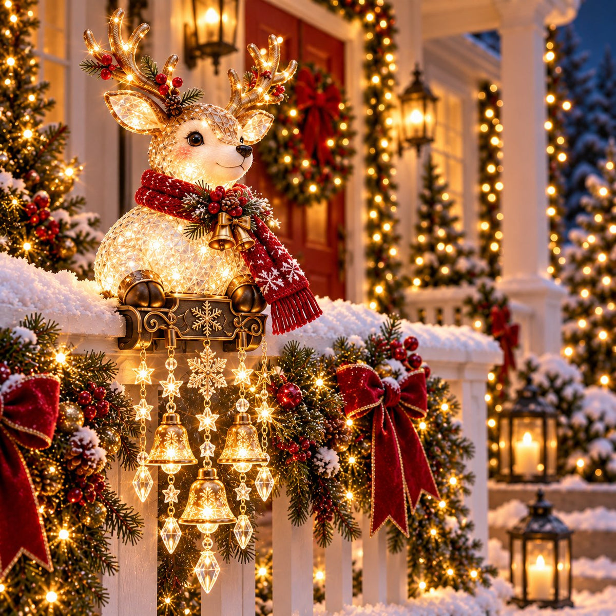 Christmas Porch Railing Lights 4 Festive Character Designs