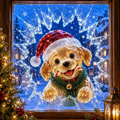 19.7'' Crystal Christmas Break-In Window Decal Shattered-Glass Holiday Window Decoration