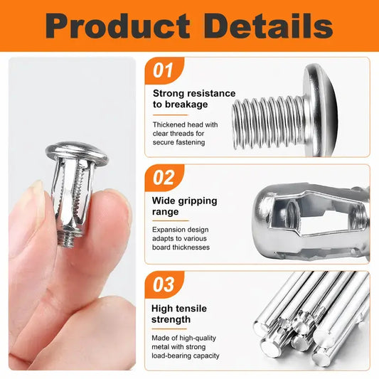 Huge Savings Carbon Steel Button Rivet Locking Nuts Set, M4/M5/M6 Assorted Sizes