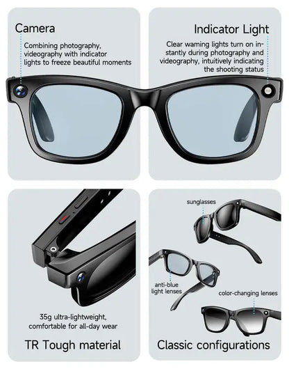 Next-Gen AI Smart Glasses 8MP Camera, 160+ Languages & Hands-Free Video