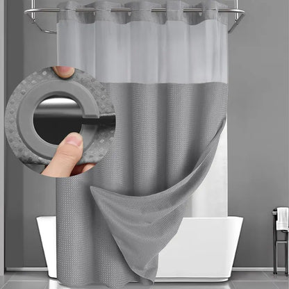 Double Layer Waffle-Pattern Shower Curtain