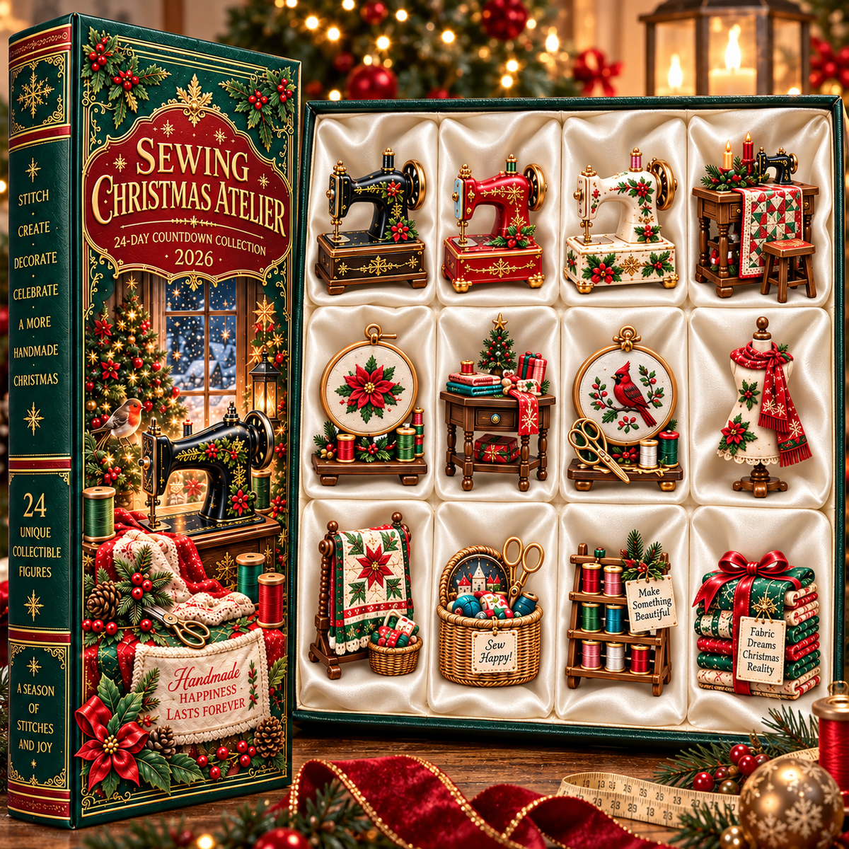 Sewing Christmas Atelier 2026 24-Day Countdown Collection with 24 Unique Sewing & Quilting Miniatures