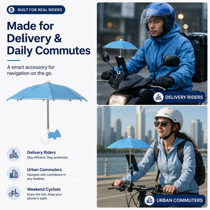 Mini Sun/Rain Umbrella for Motorcycle & Bicycle Phone MountShade Your Screen. Save Your Battery