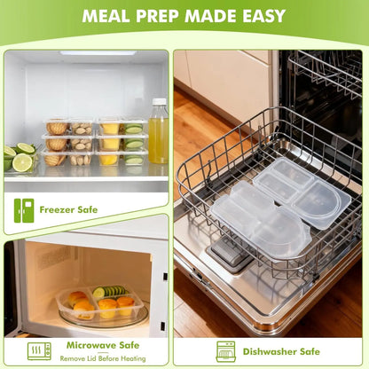 Dual Compartment Disposable Food Containers Leakproof Takeout Boxes with Sauce Compartments