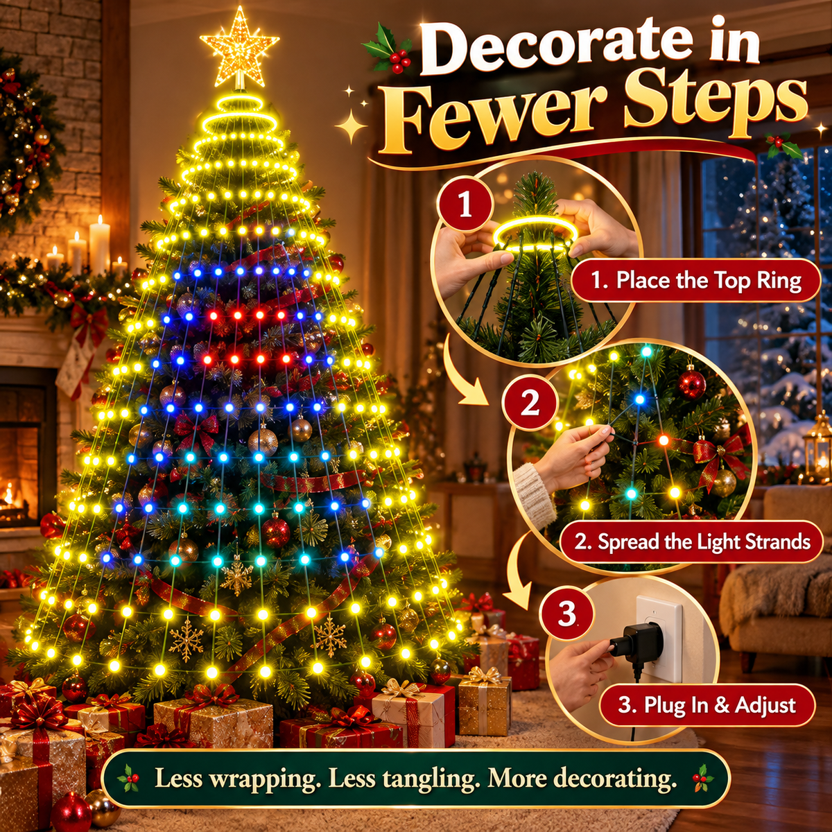 Christmas Tree Canopy Lights Easy Full-Tree Holiday Light Display