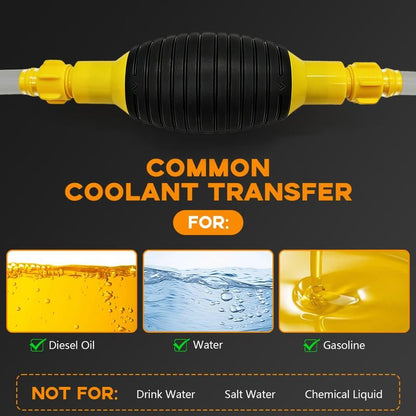 2M Siphon Hand Pump with Shut-Off Valve | Fuel Transfer Pump for Cars & Motorcycles