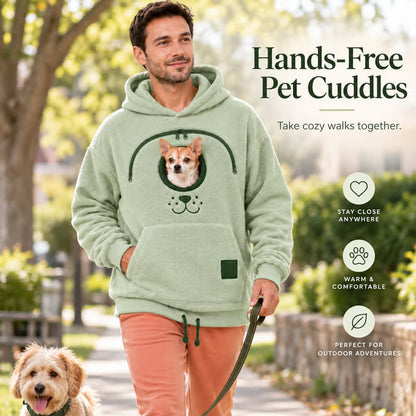 Cozy Fleece Pet Bonding Pouch Hoodie Warm & Supportive Small Pet Carrier Clothing