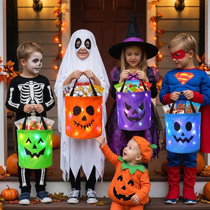 Light Up the Night! 3-Piece LED Halloween Candy Bucket Set
