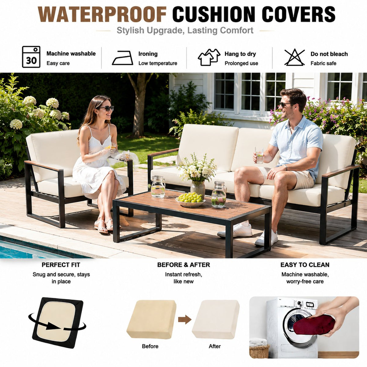 Stretch Sofa Cushion Covers Set (4 / 8 / 12 PCS)