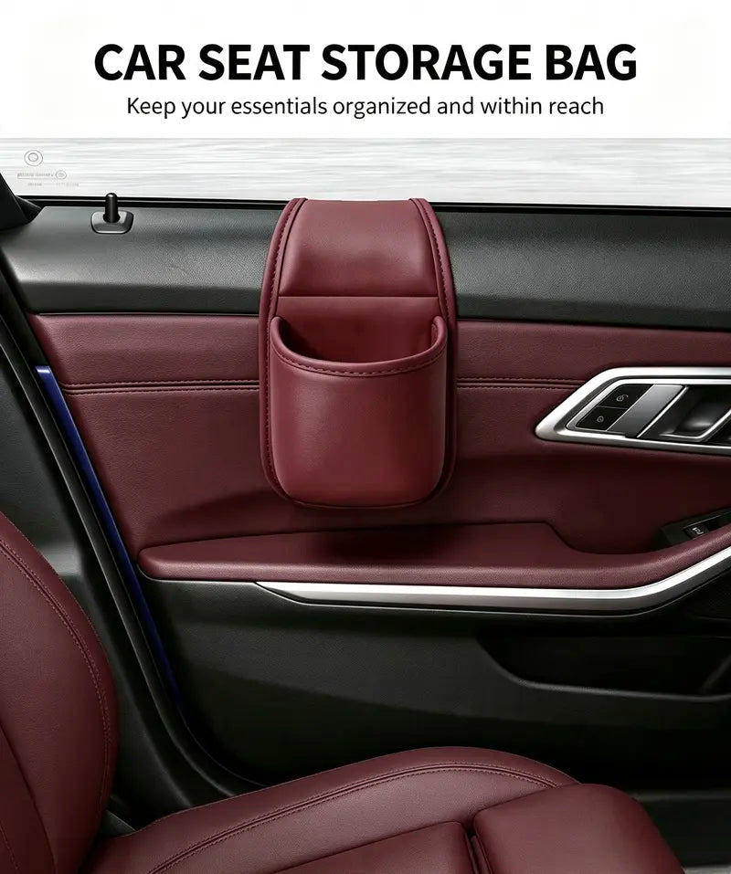 Huge Savings Leather Car Door Side Storage Pocket, Double Layer Organizer with Flannel Lining