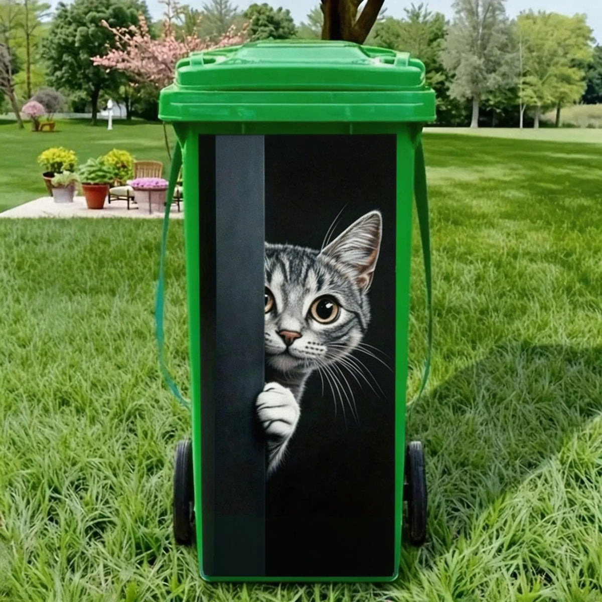 Creative Trash Can Sticker with Colourful Cartoon
