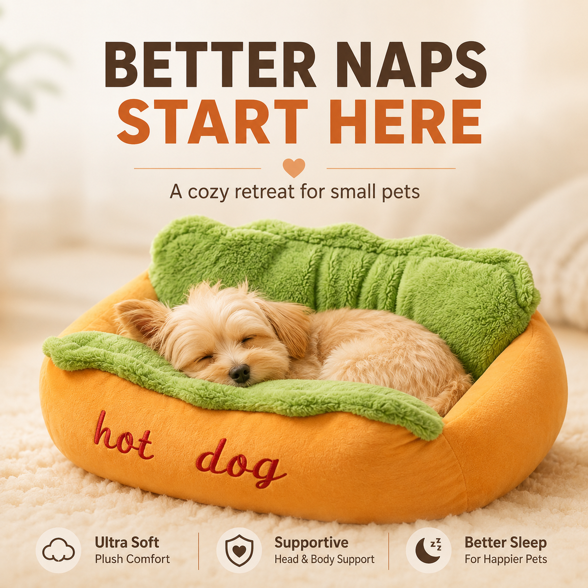 Dog Dog Bed Cute Plush Pet Sofa for Small Dogs & Cats