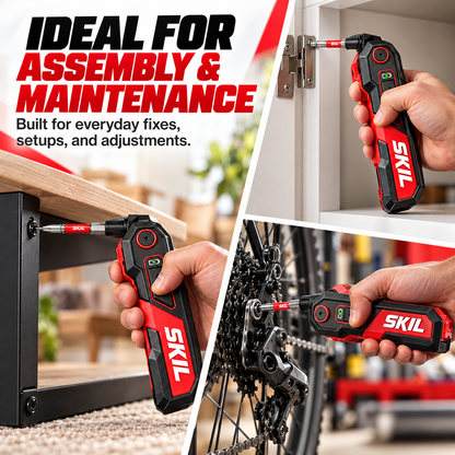 Rechargeable Powered Folding Hex Key 3-Angle Electric Driver with 11-Piece Bit Set