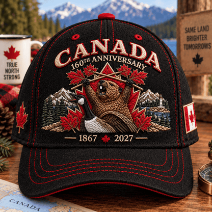 Canada 160th Anniversary 1867 2027 - Premium Embroidered Heritage Cap100% Cotton Detailed Embroidery Comfortable Fit