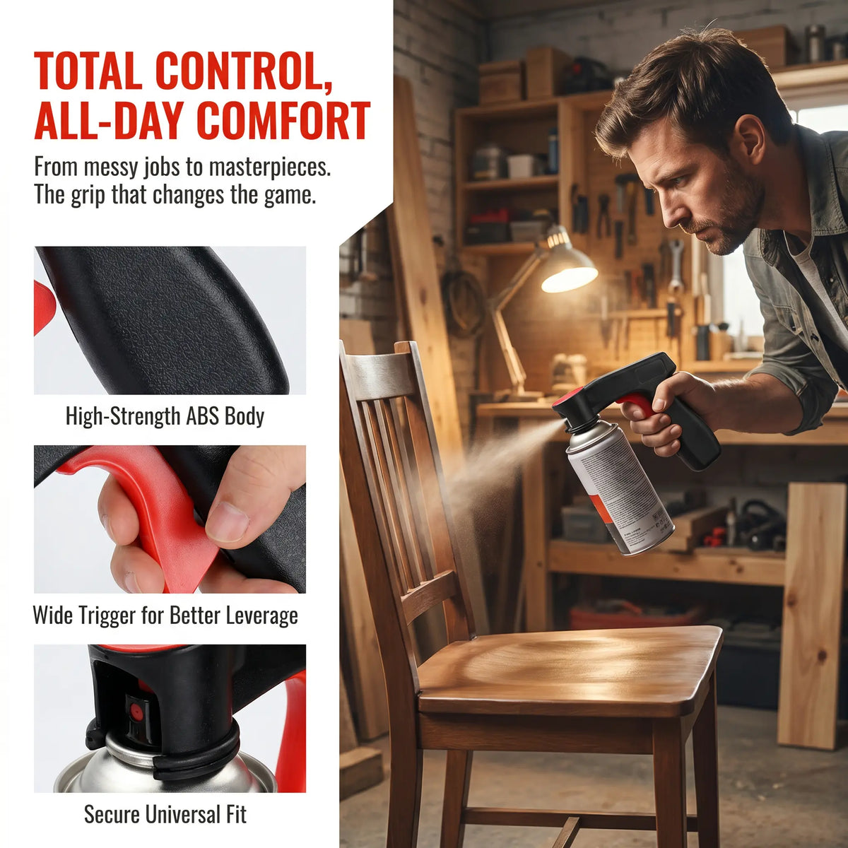 Universal Ergonomic Spray Gun Handle for Car Refinishing & DIY Painting