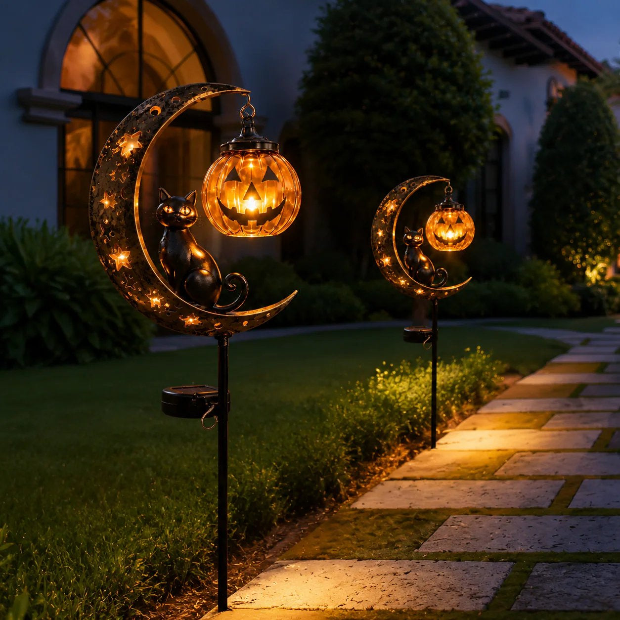 Solar Cat Pumpkin Stake