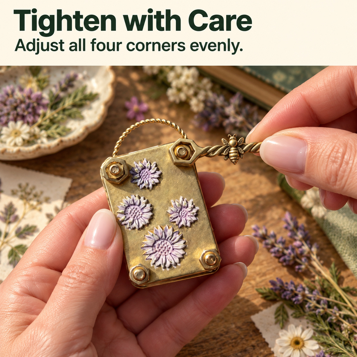 Mini Brass Flower Press Pocket-Sized Botanical Keepsakes