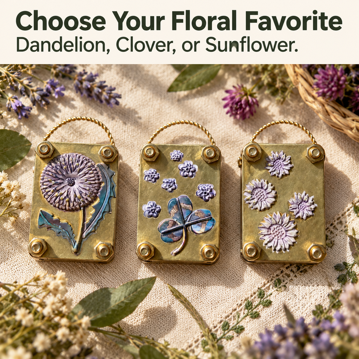 Mini Brass Flower Press Pocket-Sized Botanical Keepsakes