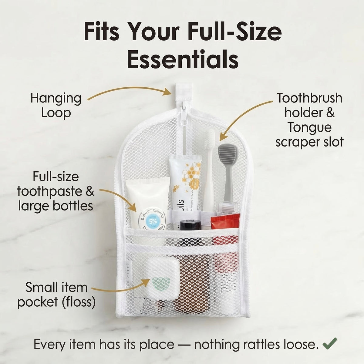 Self-Standing Travel Toiletry Pouch Compact Organizer for Travel & Daily Essentials