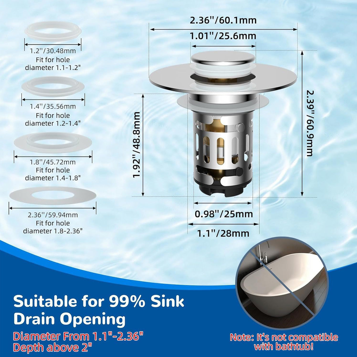 3-in-1 Bathroom Sink Stopper
