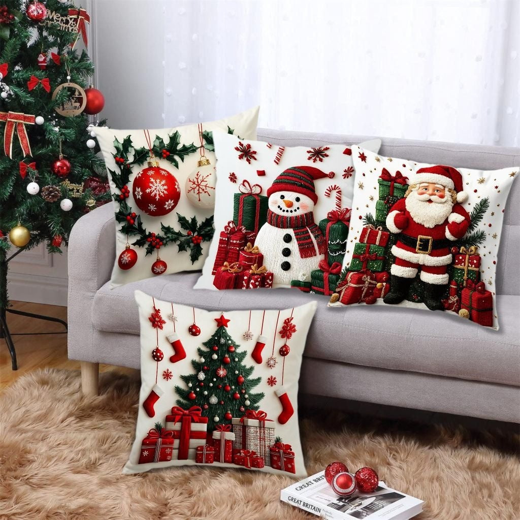 🎄 Christmas Pillow Covers 4-Piece Set — Festive Sofa Makeover