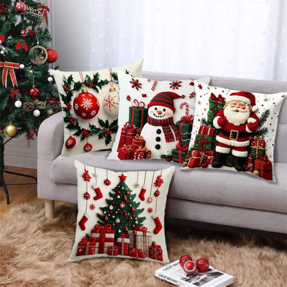 🎄 Christmas Pillow Covers 4-Piece Set — Festive Sofa Makeover