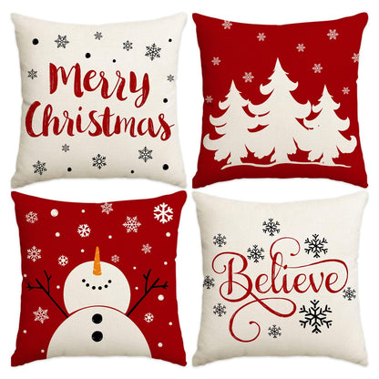 🎄 Christmas Pillow Covers 4-Piece Set — Festive Sofa Makeover