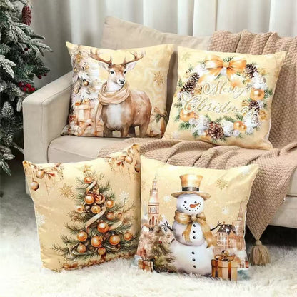 🎄 Christmas Pillow Covers 4-Piece Set — Festive Sofa Makeover