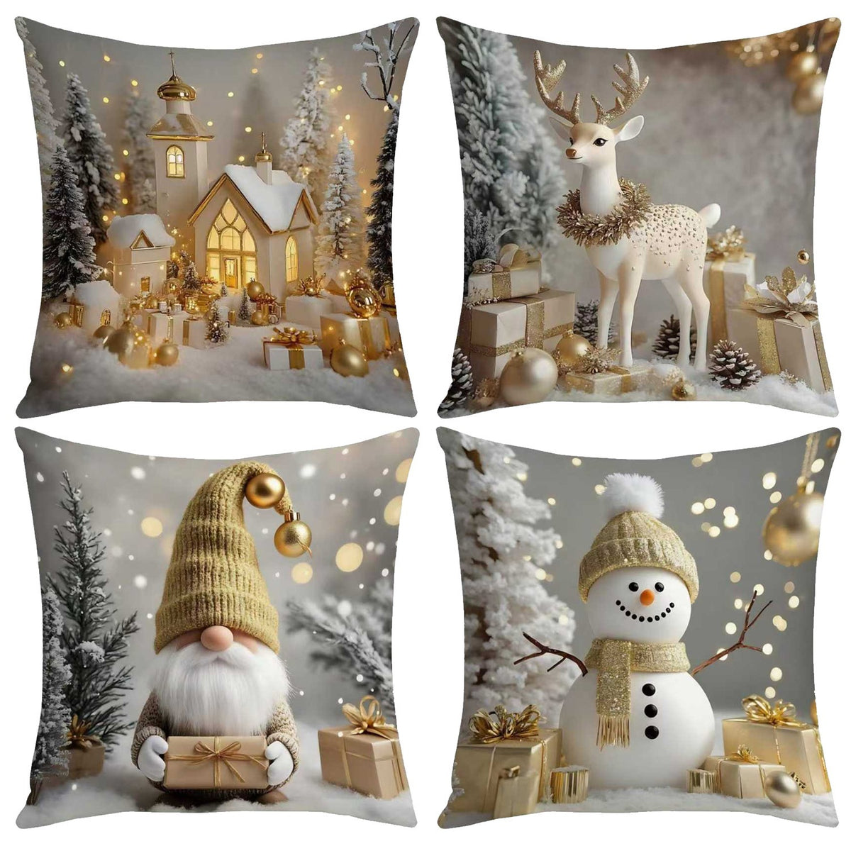 🎄 Christmas Pillow Covers 4-Piece Set — Festive Sofa Makeover