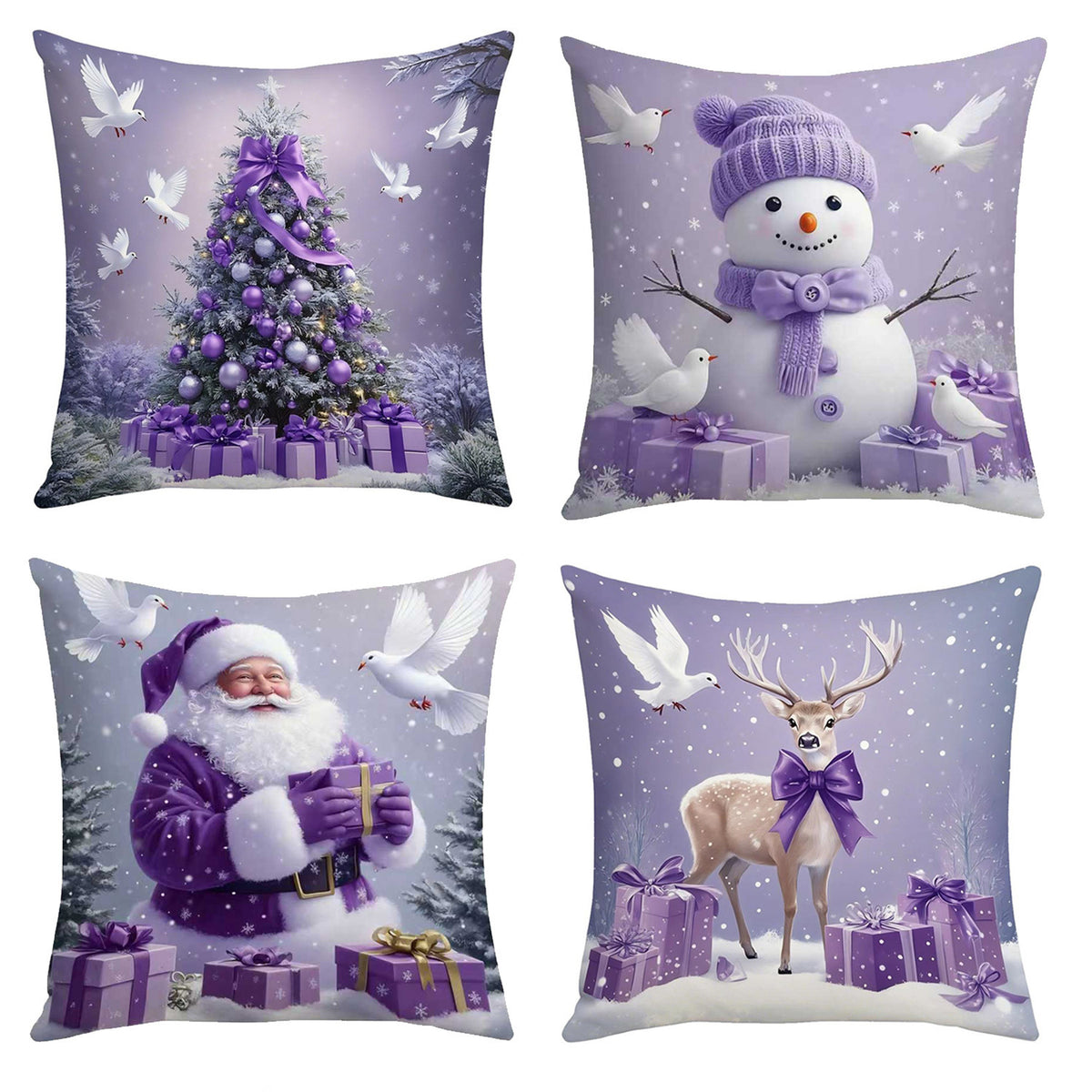 🎄 Christmas Pillow Covers 4-Piece Set — Festive Sofa Makeover