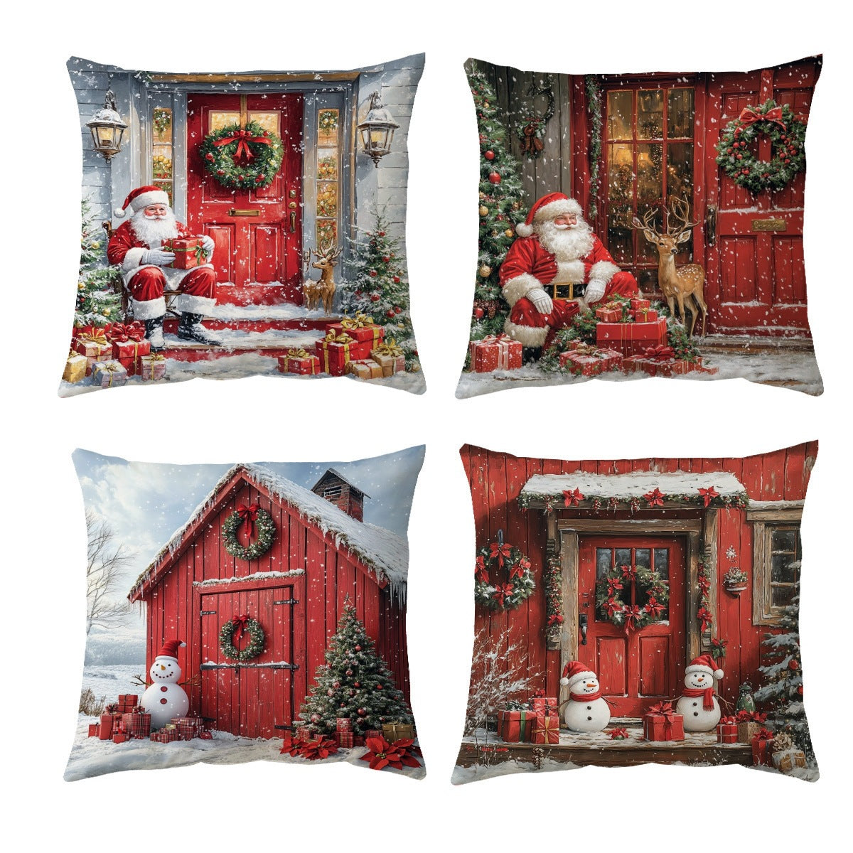 🎄 Christmas Pillow Covers 4-Piece Set — Festive Sofa Makeover