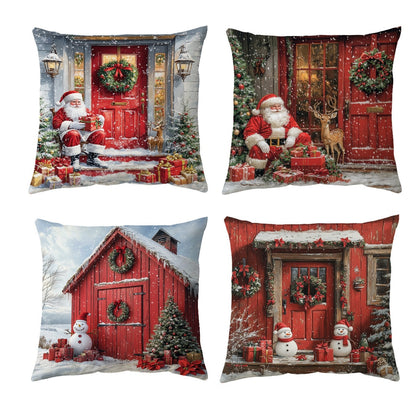🎄 Christmas Pillow Covers 4-Piece Set — Festive Sofa Makeover