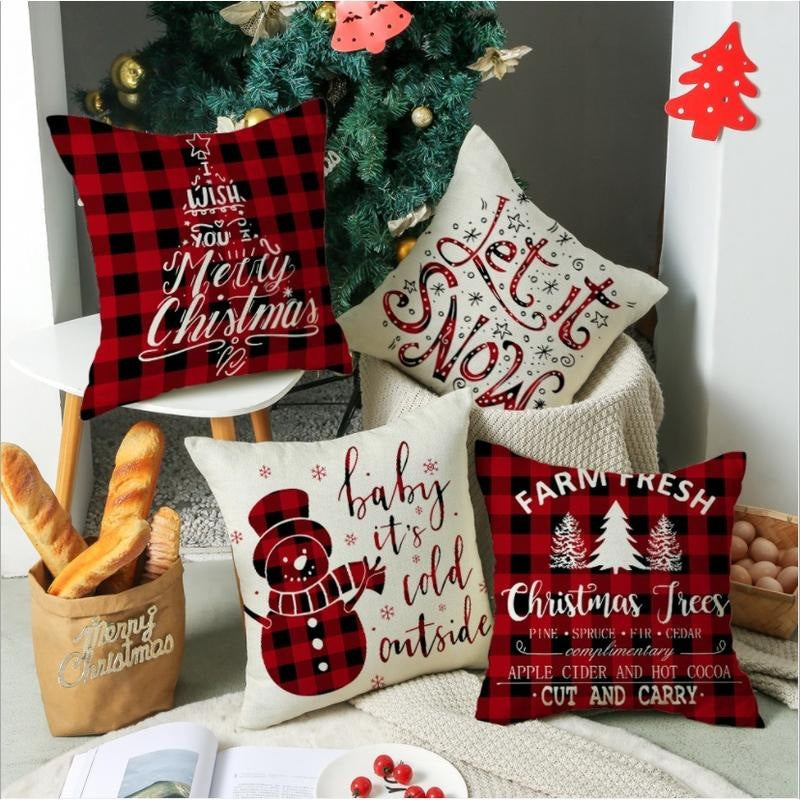 🎄 Christmas Pillow Covers 4-Piece Set — Festive Sofa Makeover