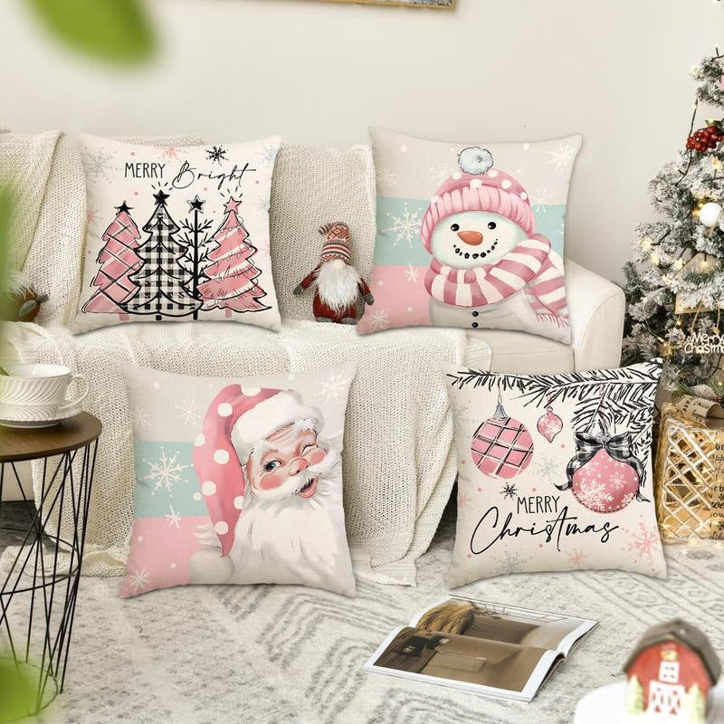 🎄 Christmas Pillow Covers 4-Piece Set — Festive Sofa Makeover