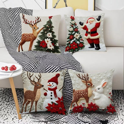 🎄 Christmas Pillow Covers 4-Piece Set — Festive Sofa Makeover