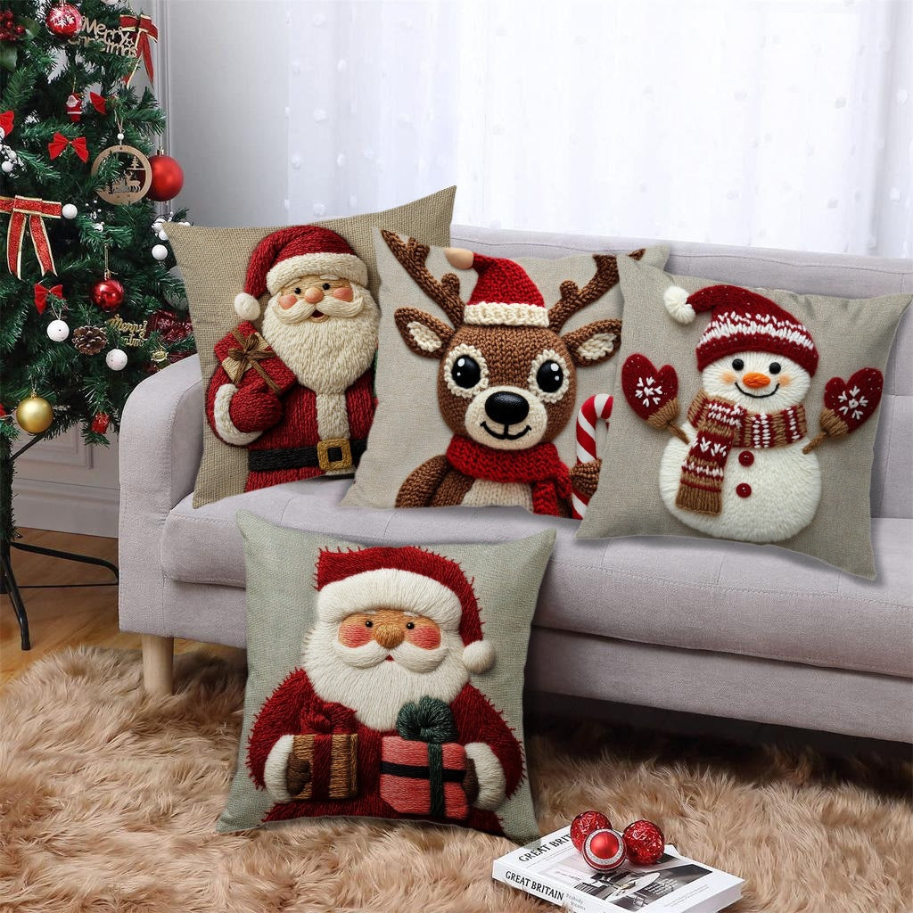 🎄 Christmas Pillow Covers 4-Piece Set — Festive Sofa Makeover