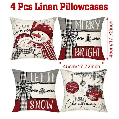 🎄 Christmas Pillow Covers 4-Piece Set — Festive Sofa Makeover