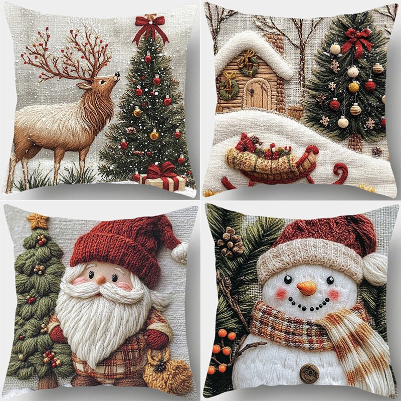 🎄 Christmas Pillow Covers 4-Piece Set — Festive Sofa Makeover