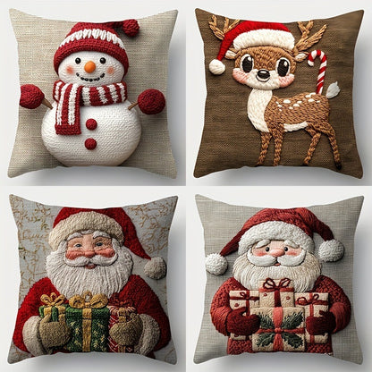 🎄 Christmas Pillow Covers 4-Piece Set — Festive Sofa Makeover