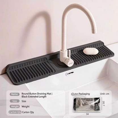 Silicone Faucet Splash Guard Mat - Sloped Drain Sink Water Catcher for Kitchen & Bathroom