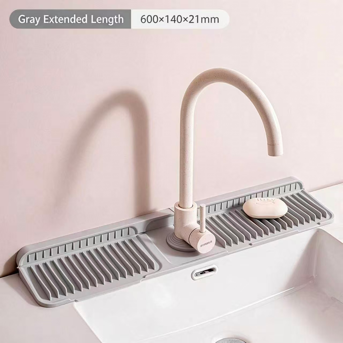 Silicone Faucet Splash Guard Mat - Sloped Drain Sink Water Catcher for Kitchen & Bathroom